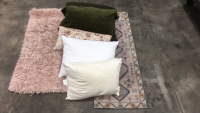 (2) Bath Mats (4) Pillows - Standard Length (1) Decorative Pillow