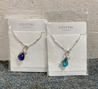 (1) Crystal Jewelry Dark Blue Necklace , (1) Crystal Jewelry Necklace Light Blue