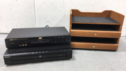 Marantz DVD/CD Player, Sony DVD/CD Player - 5-Disc Changer, (3) 3-Tier/2-Drawer Stackable File Holder