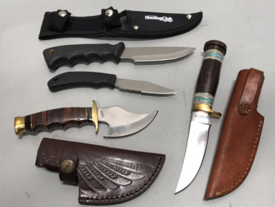 Marbels Skinning Knife W/ Sheath, Marbels Knife, (2) Hunting Club Knives