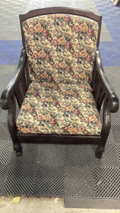 Wood Chair w/ Floral Cushions