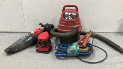 Dirt Devil Power Stick, Shop Vac 1gal, HyperTough Sander, Jumper Cables