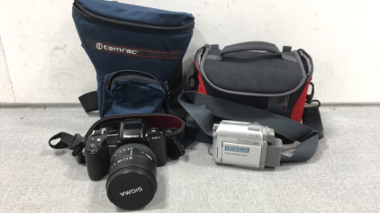 Pentax PZ 10 Camera w/ Lens and Carrying Case, Sony HandyCam and Carrying Case