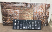 (3) Brick Wall Canvases (1) Liquor Bottel Canvas