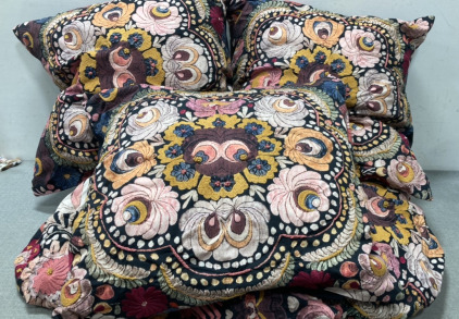 (3) Decorative Pillows And Matching Comforter