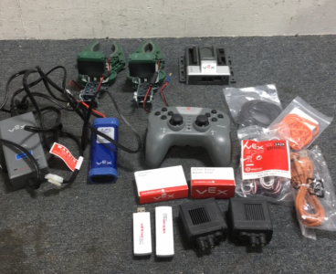 (2) Vex V5 Clawbot Claws With Motors (1) Vex Cortex Microcontroller (1) vex Robot Joystick (1) Vex 7.2v Power Pack (1) Vex Smart Charger (2) Vex V5 Robot Motors (2) Vex vexnet 2.0 USB Drives and more