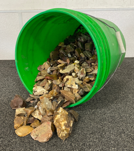 Green Bucket with Assorted Stones/Minerals