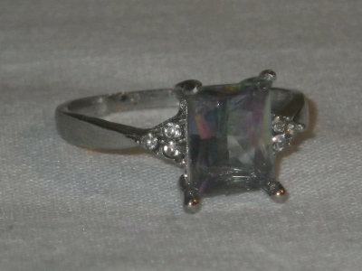 Silver Tone Mystic Topaz Ring Size 9