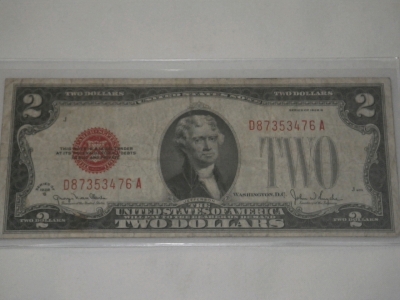 1928 Red Seal 2-Dollar Bill