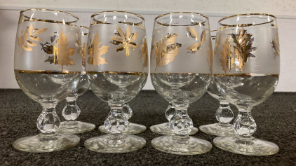Vintage Libbey Frosted Gold Leaf Cocktail Glasses