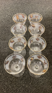 Vintage Libbey Frosted Gold Leaf Wine/Water Glasses