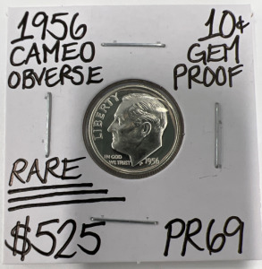 1956 PR69 RARE CAMEO GEM PROOF SILVER DIME