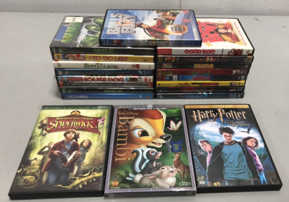 (20) DVD Movies… Bambi, Harry Potter, Spiderwick Chronicles, Yes Man + Others