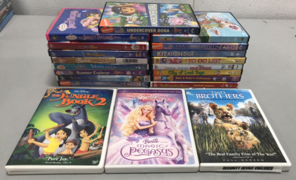 (20) DVD Childrens Movies… Jungle Book 2, Two Brothers, Undercover Dora + Others