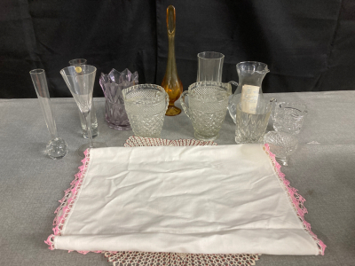 Vintage Crystal and Glassware: Vases, Pitchers, Cups, plus more