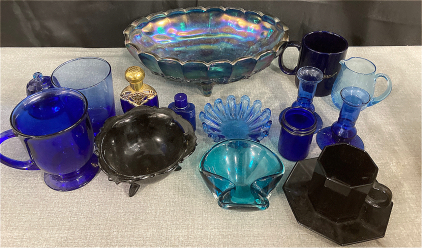 Vintage Blue Glassware: Bowls, Cups, Mugs, Bottles, Plus More