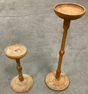 (2) Handmade Wood Ashtray Stands