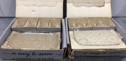 (2) Box of Vintage Glass Serviceware