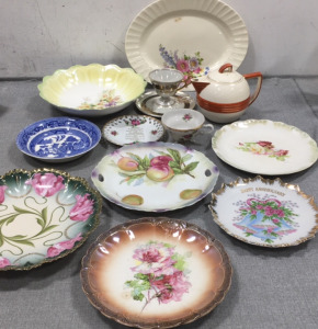 (6) Decorative Plates, (2) Decorative Bowls, “Mother” Cup and Saucer, Decorative Cup and Saucer, Tea Pot