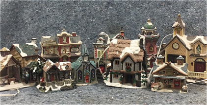 Set of (9) Winter Themed Decoration Village Buildings