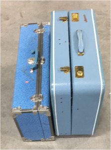 (2) Vintage Blue Luggage Cases