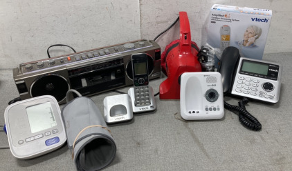 Vtech Phones, Dirt Devil Mini-Vac, Omron Blood Pressure Cuff And A Tape Deck