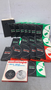 (18) Sony Professional Recording Tapes And A Record Of Tape Recordings Book