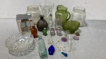 Glass Pichers, Jars, Bowls, Vases And More