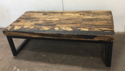 Home Built Coffee Table - Metal Base With Wood Top