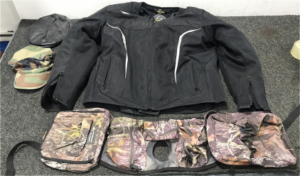 Scorpion Cycle Jacket - (2) Hats - Camo Saddle Bag