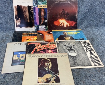 (10)Vinyl Records Including ZZ Top, History Of Eric Clapton, Santana And Other Artists