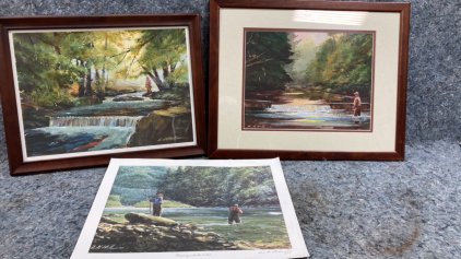 (3) Fishing Prints By L. K. Hall