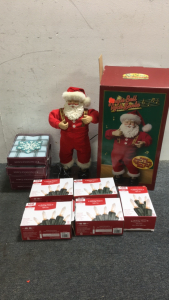 (1) Rock Santa Collectibles “ Jingle bell Rock Santa” (500) Clear Mini Bulb Christmas Lights (32) Pop-Up Christmas Cards