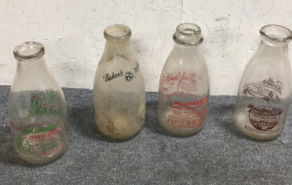 (4) Antique Milk Bottles With Advertising