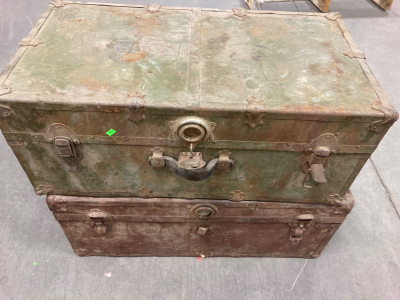 (2) Antique Worn Trunks