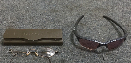 (1) Pair Of Oakley Carbon Fiber Style Sunglasses (1) Pair Oliver Peoples Eyeglasses With Eyeglasses Case