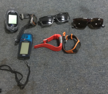 (2) Timex Ironman Watches (1) Fitbit (1) Golf Buddy Range Finder (1) Garmin Legend Etrex GPS (1) Pair Spy + Sunglasses (1) Pair Smith Sunglasses