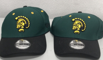 (2) New Era Trojan Dark Green & Black Football Hats