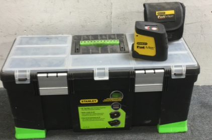 (1) Stanley FatMax Laser Level With Case (1) Stanley 22&rdquo; Tool Box With Full Size Organizer