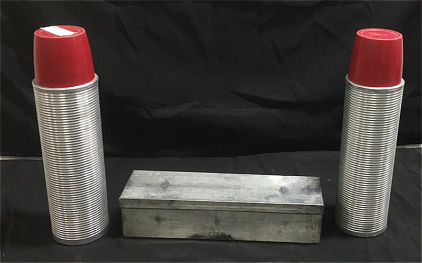 (2) Vintage Thermos Brand Polly Red Top Thermos&rsquo;s (1) 4&rdquo; x 14&rdquo; Metal Wood Chip Smoker Box