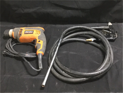 (1) Rigid 3/8&rdquo; Electric Drill (1) Sand Blaster Gun With Hose