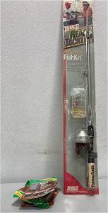 (1) Zebco Ready Tackle SpinCast FishKit 2004 New in Package, (4) Magneisum Fire Starting Tools