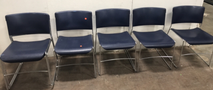 (7) Blue School Chairs