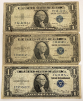 (3) 1935 Blue Seal One Dollar Bills