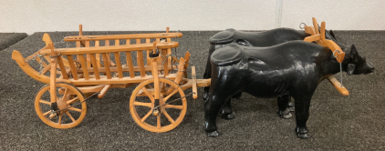 Terra Cota Oxen With Wooden Cart
