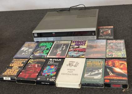 Zenith VHS Player & (13) VHS Movies