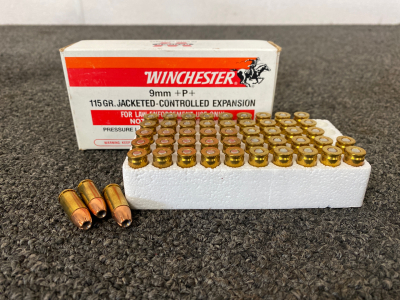 Box of Winchester 9mm+P+