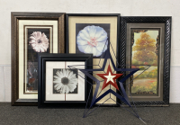 (4) Wall Art Picture Frames and Decorative Star