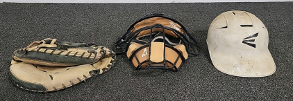 Catchers Glove, Face Guard and Helmet