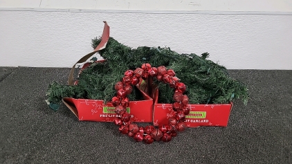 (2) Pre-lit Indoor/Outdoor Garland And Wreath